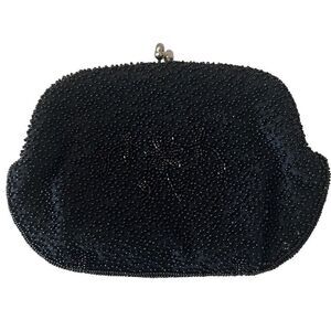 Vintage Black beaded Purse Clutch made in Japan
